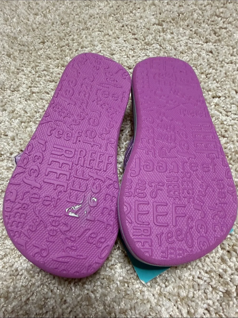 Reef Kids Purple Heart-Print Flip-Flops with Metallic Straps